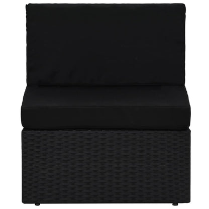 10-tlg. Garten-Lounge-Set mit Kissen Schwarz Poly Rattan