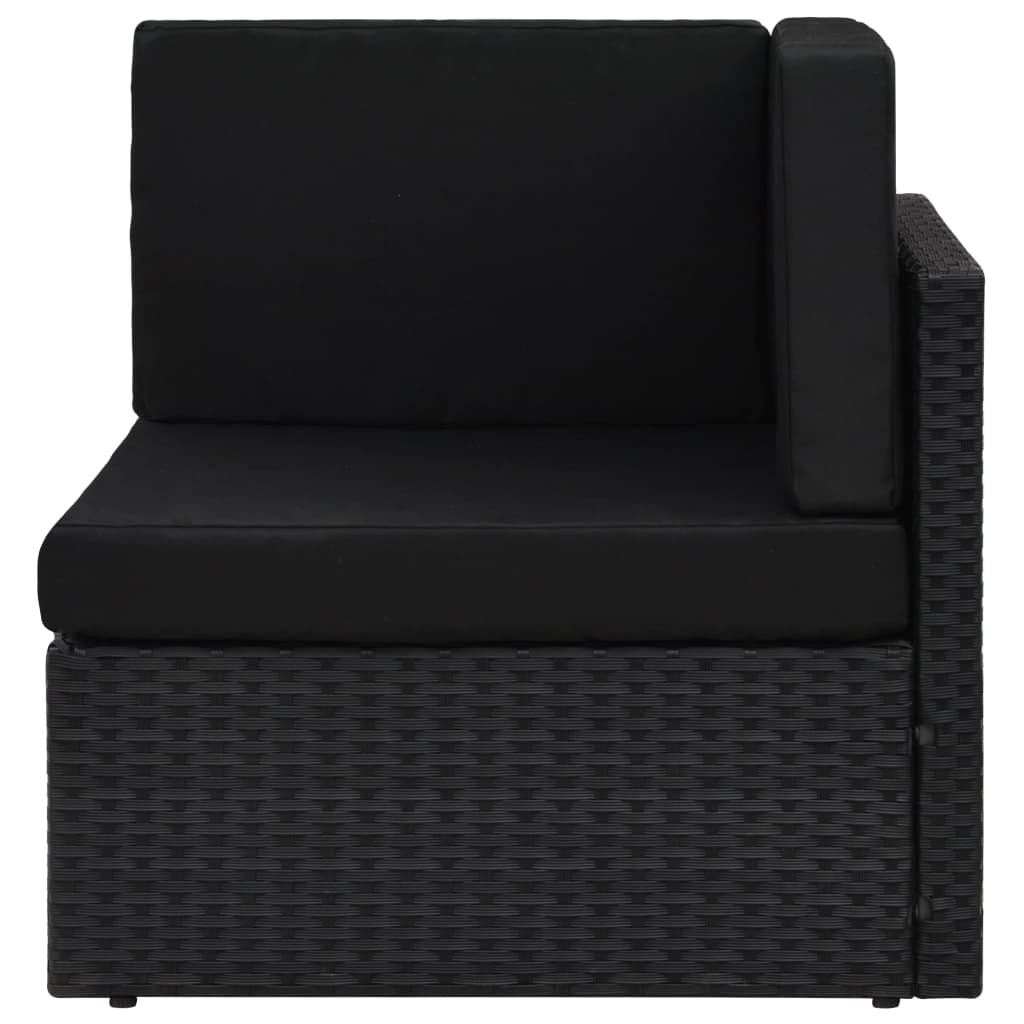 10-tlg. Garten-Lounge-Set mit Kissen Schwarz Poly Rattan