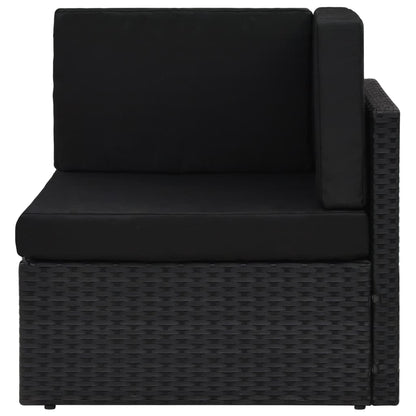 10-tlg. Garten-Lounge-Set mit Kissen Schwarz Poly Rattan