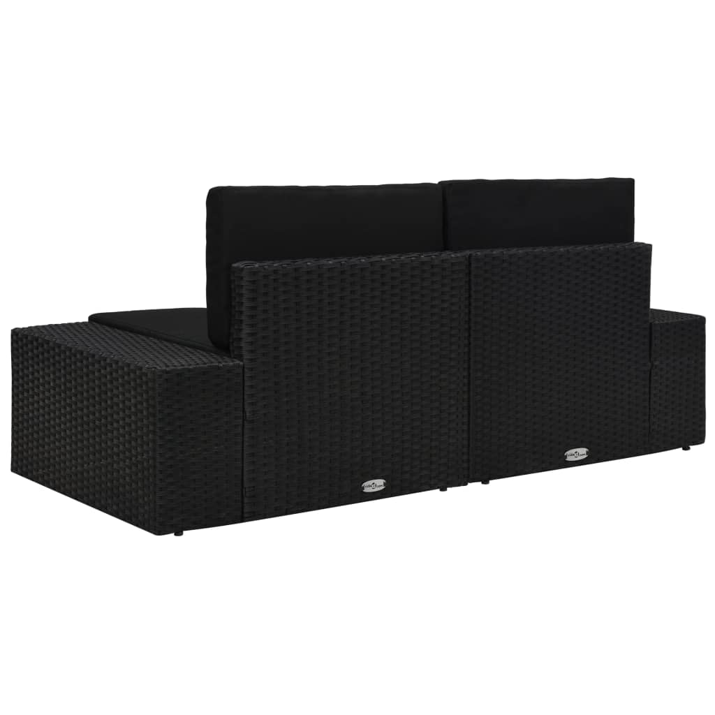 10-tlg. Garten-Lounge-Set mit Kissen Schwarz Poly Rattan