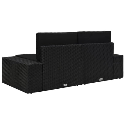 10-tlg. Garten-Lounge-Set mit Kissen Schwarz Poly Rattan