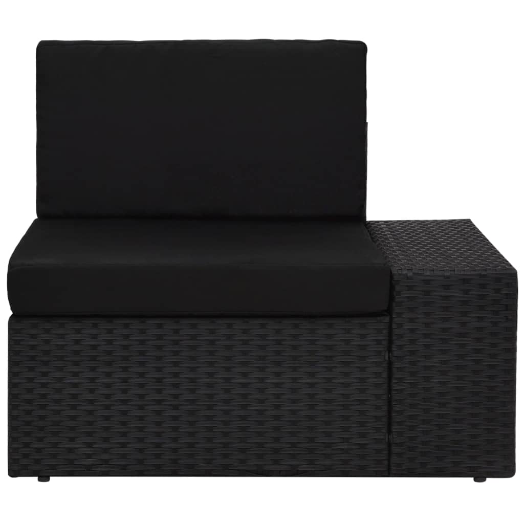 10-tlg. Garten-Lounge-Set mit Kissen Schwarz Poly Rattan