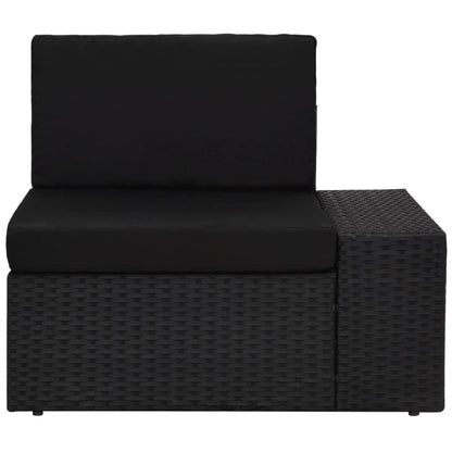 10-tlg. Garten-Lounge-Set mit Kissen Schwarz Poly Rattan