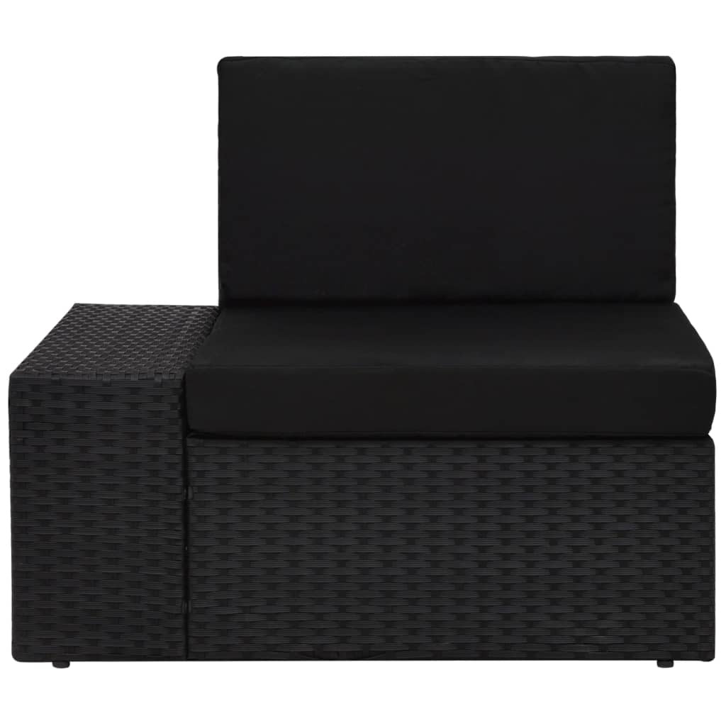 10-tlg. Garten-Lounge-Set mit Kissen Schwarz Poly Rattan