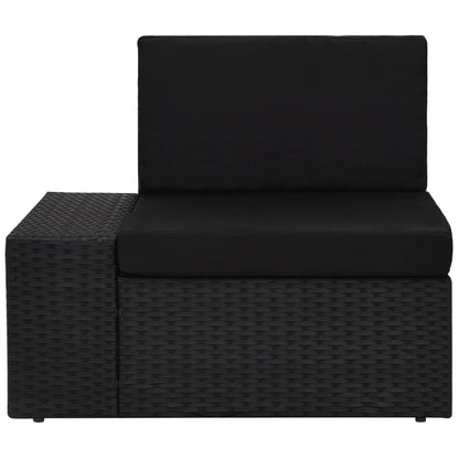 10-tlg. Garten-Lounge-Set mit Kissen Schwarz Poly Rattan