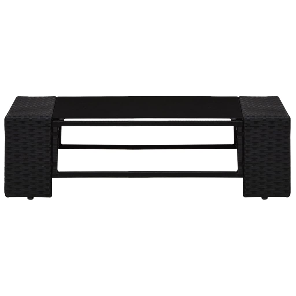 9-tlg. Garten-Lounge-Set mit Kissen Schwarz Poly Rattan