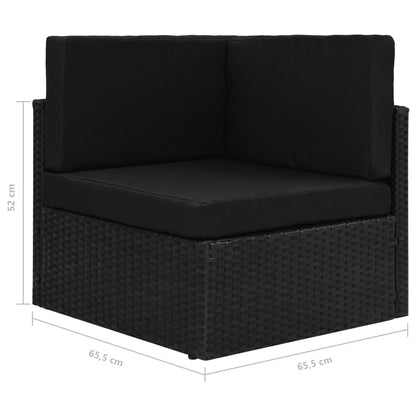 6-tlg. Garten-Lounge-Set mit Kissen Schwarz Poly Rattan
