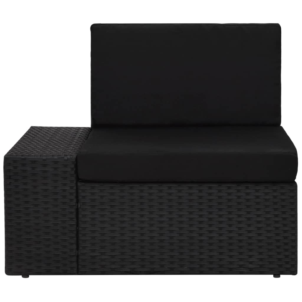7-tlg. Garten-Lounge-Set mit Kissen Schwarz Poly Rattan