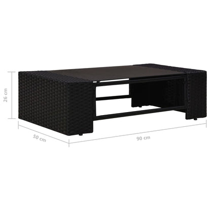 8-tlg. Garten-Lounge-Set mit Kissen Schwarz Poly Rattan