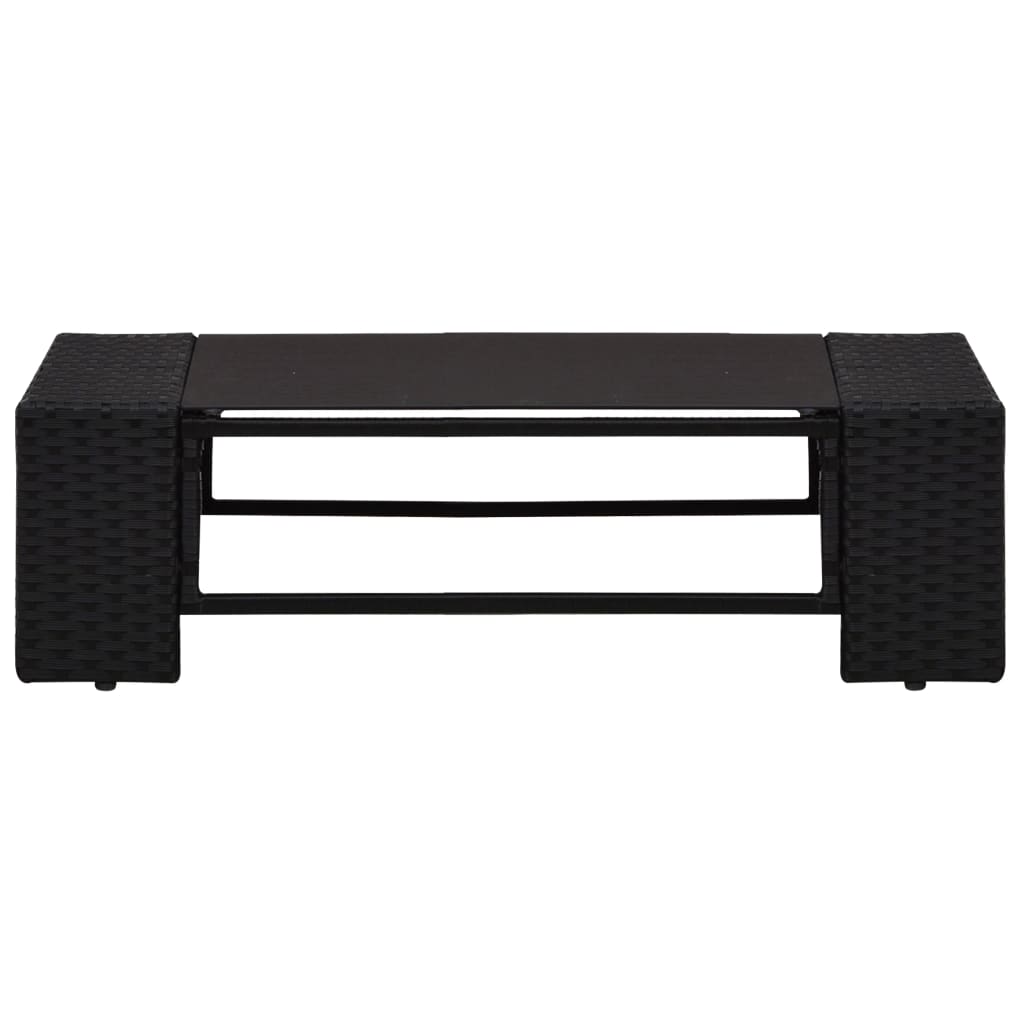 11-tlg. Garten-Lounge-Set mit Kissen Schwarz Poly Rattan