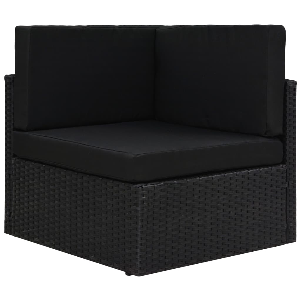 9-tlg. Garten-Lounge-Set mit Kissen Schwarz Poly Rattan