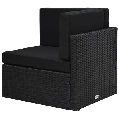 9-tlg. Garten-Lounge-Set mit Kissen Schwarz Poly Rattan