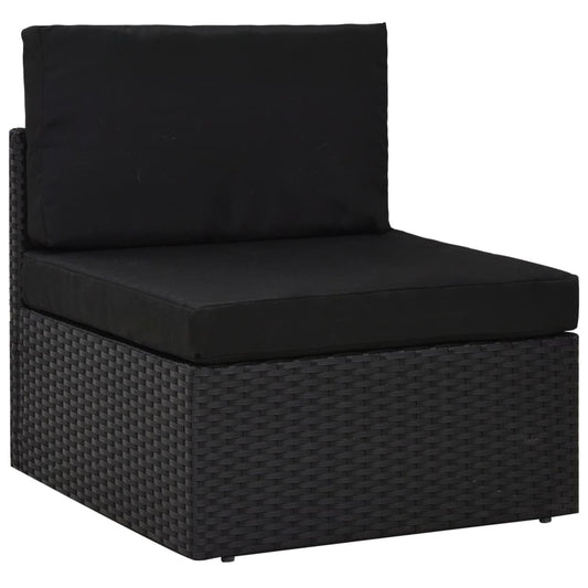 10-tlg. Garten-Lounge-Set mit Kissen Schwarz Poly Rattan