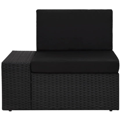 10-tlg. Garten-Lounge-Set mit Kissen Schwarz Poly Rattan