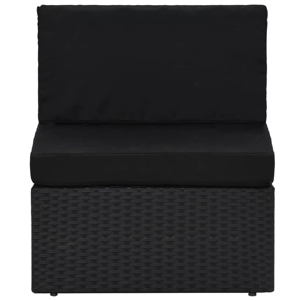 10-tlg. Garten-Lounge-Set mit Kissen Schwarz Poly Rattan