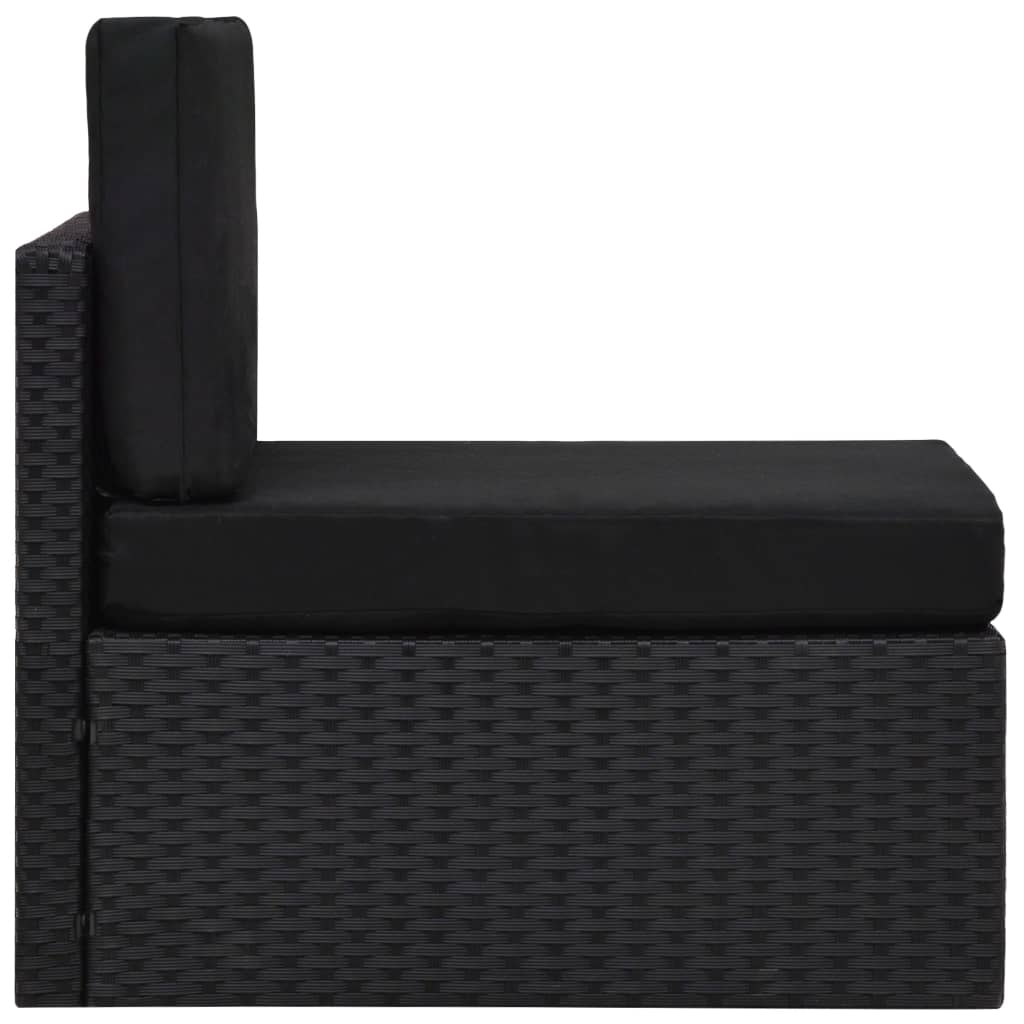10-tlg. Garten-Lounge-Set mit Kissen Schwarz Poly Rattan