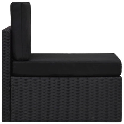 10-tlg. Garten-Lounge-Set mit Kissen Schwarz Poly Rattan