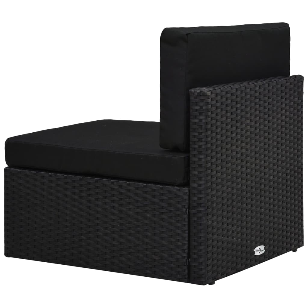 10-tlg. Garten-Lounge-Set mit Kissen Schwarz Poly Rattan