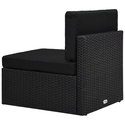10-tlg. Garten-Lounge-Set mit Kissen Schwarz Poly Rattan