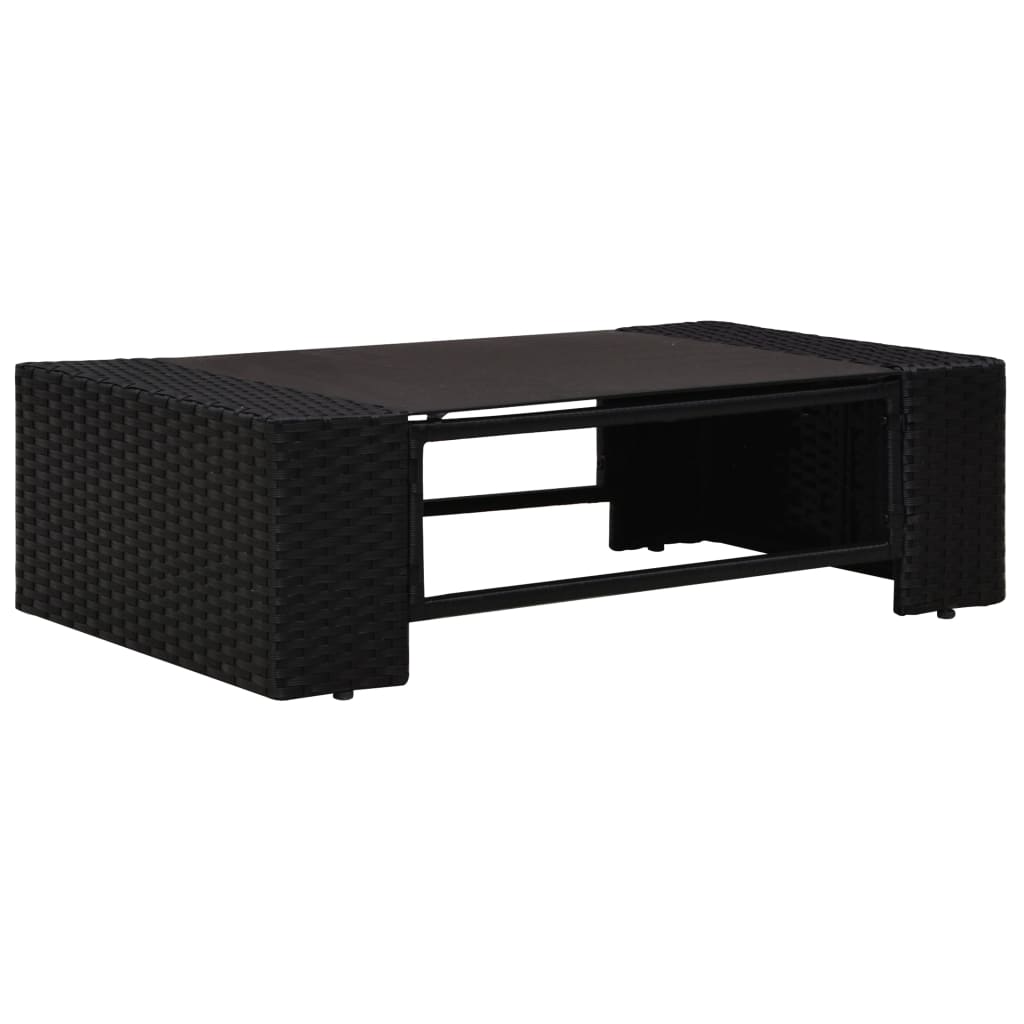 10-tlg. Garten-Lounge-Set mit Kissen Schwarz Poly Rattan