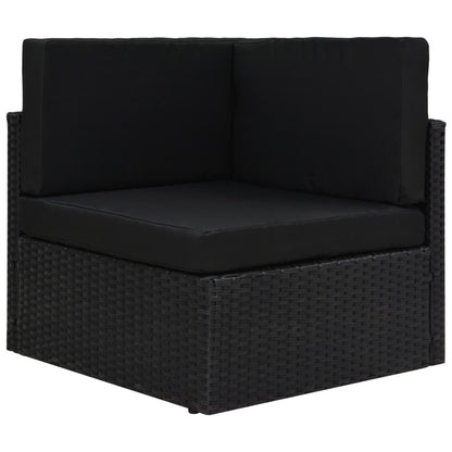 10-tlg. Garten-Lounge-Set mit Kissen Schwarz Poly Rattan