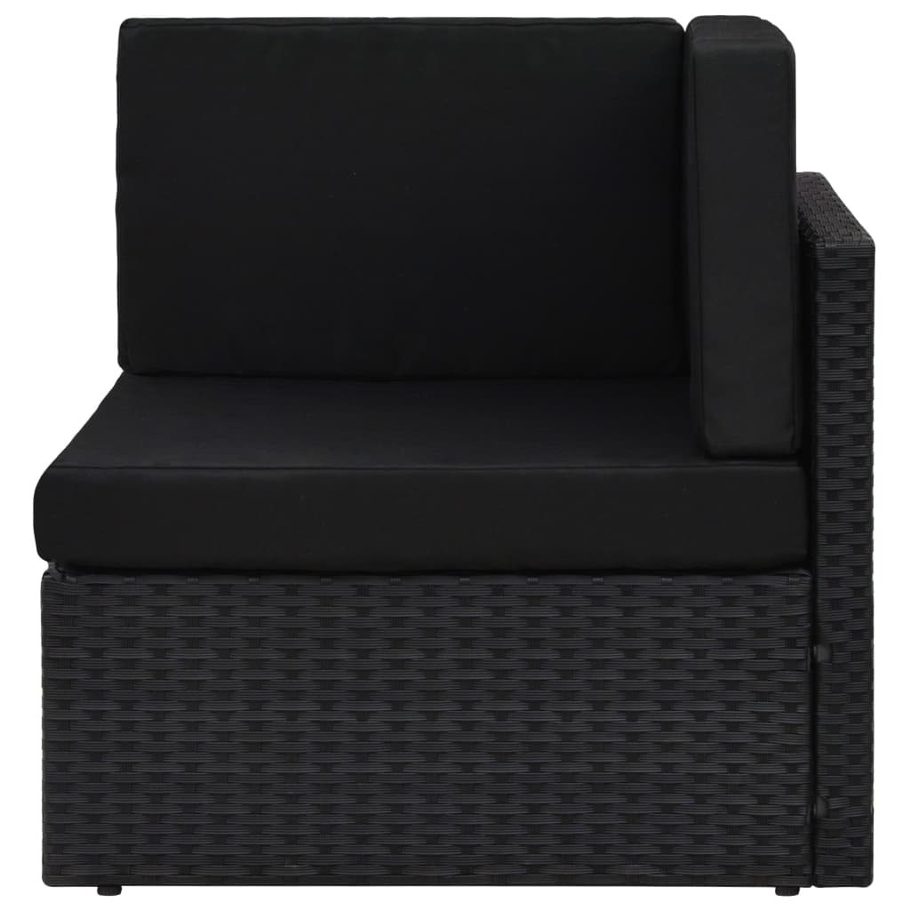 10-tlg. Garten-Lounge-Set mit Kissen Schwarz Poly Rattan