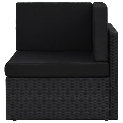 10-tlg. Garten-Lounge-Set mit Kissen Schwarz Poly Rattan