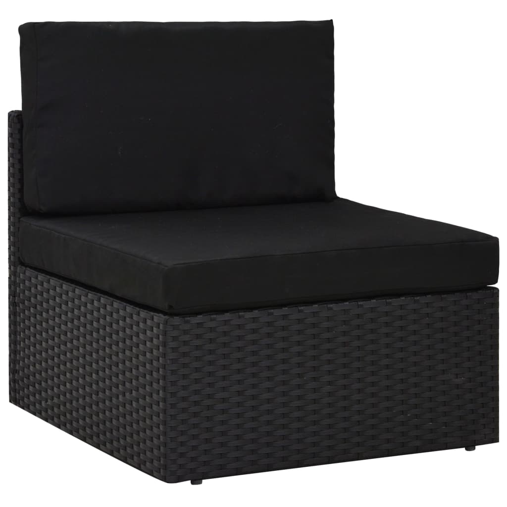 14-tlg. Garten-Lounge-Set mit Kissen Schwarz Poly Rattan