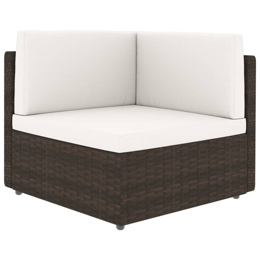 5-tlg. Garten-Lounge-Set mit Kissen Braun Poly Rattan