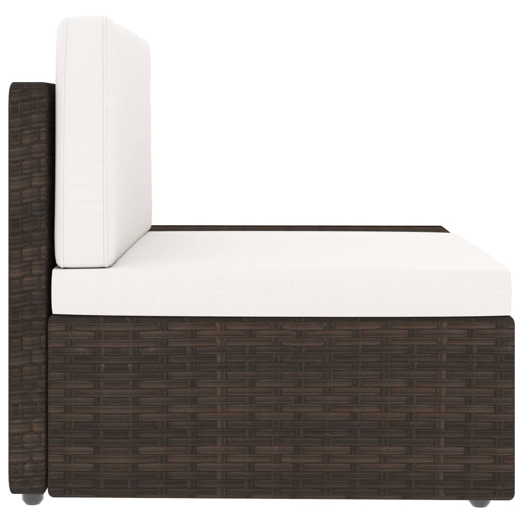 5-tlg. Garten-Lounge-Set mit Kissen Braun Poly Rattan