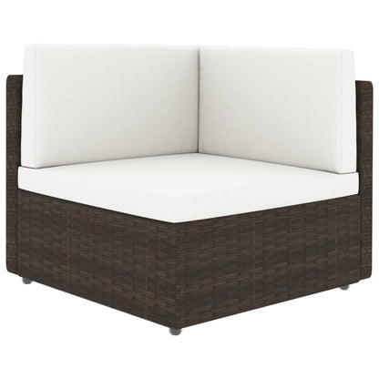 6-tlg. Garten-Lounge-Set mit Kissen Braun Poly Rattan