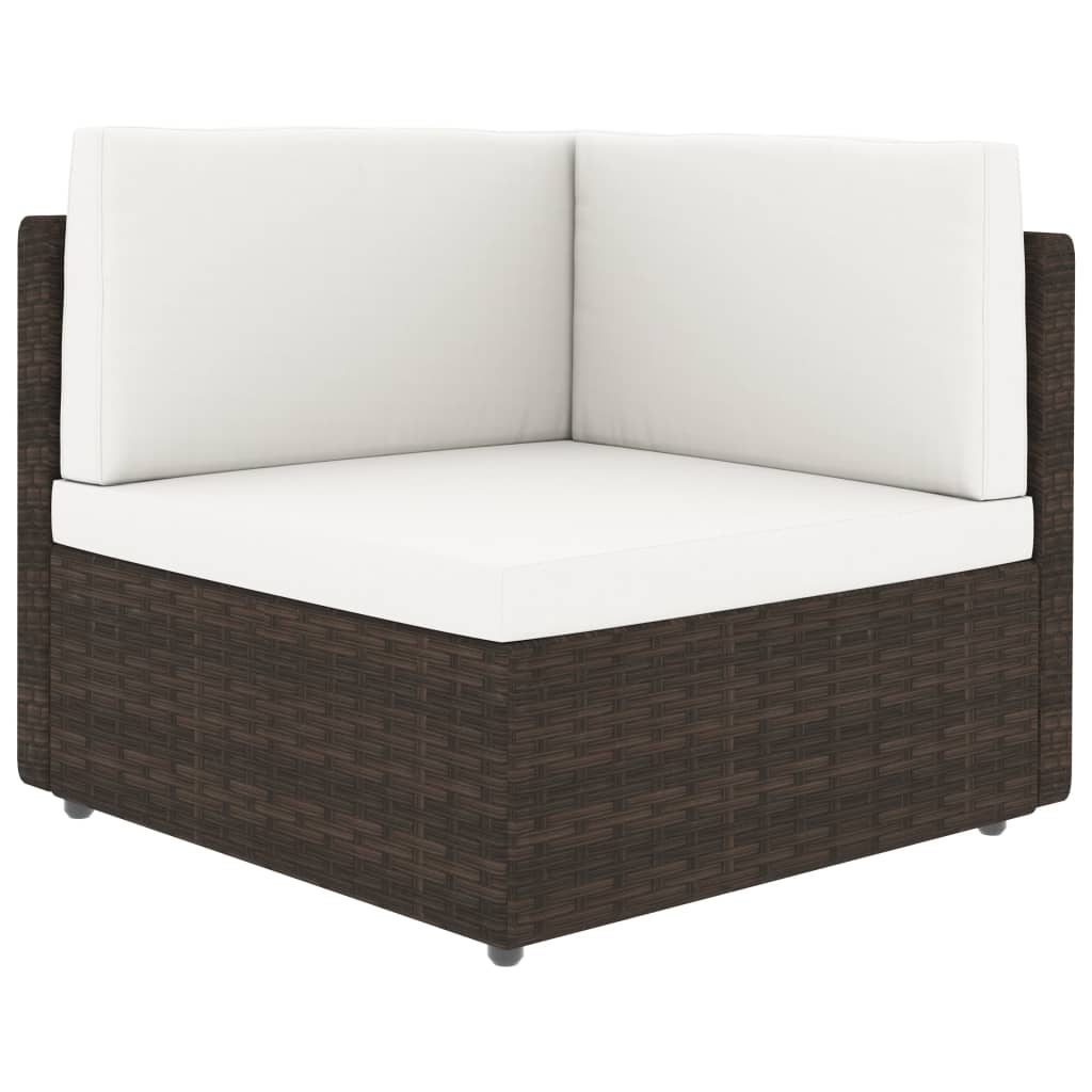 10-tlg. Garten-Lounge-Set mit Kissen Braun Poly Rattan