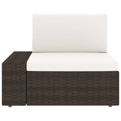 10-tlg. Garten-Lounge-Set mit Kissen Braun Poly Rattan