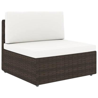 10-tlg. Garten-Lounge-Set mit Kissen Braun Poly Rattan