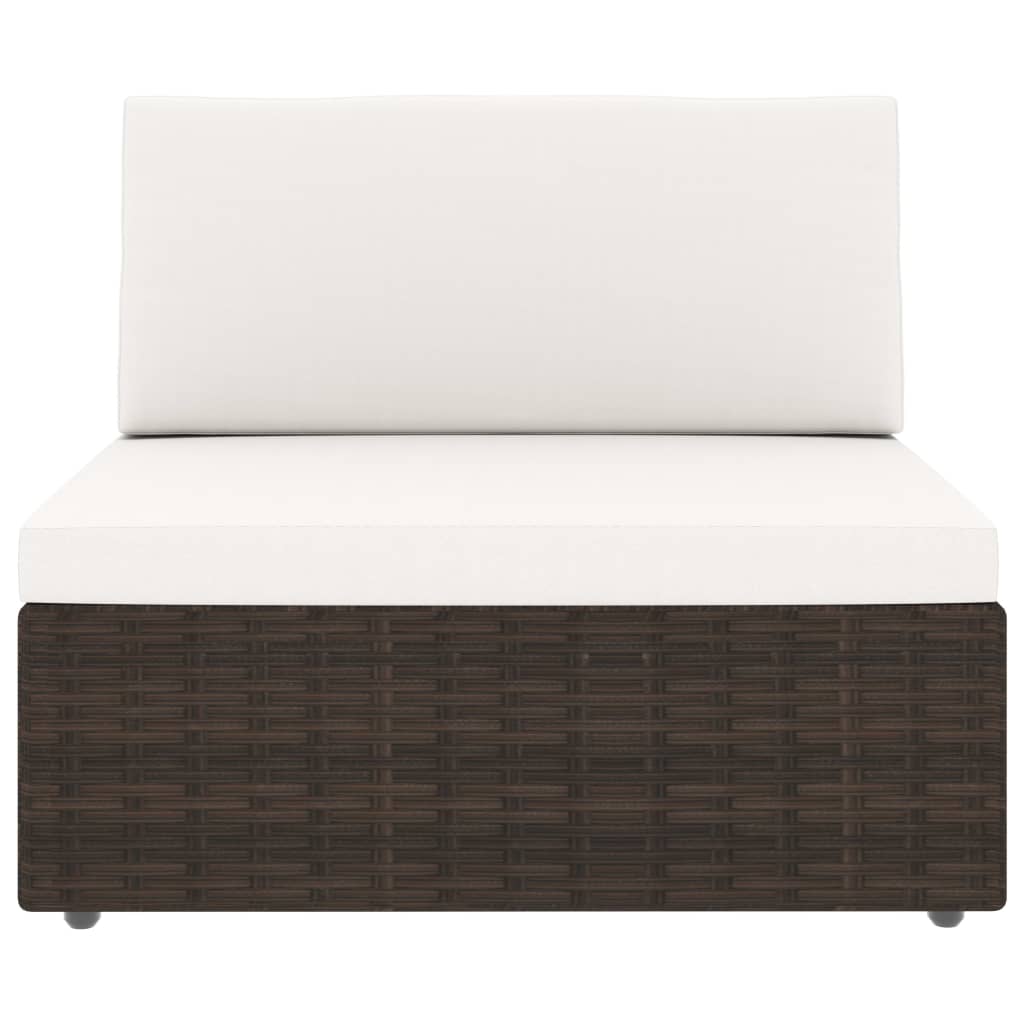 9-tlg. Garten-Lounge-Set mit Kissen Braun Poly Rattan