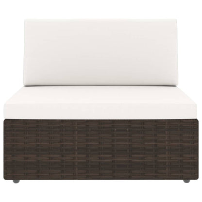 9-tlg. Garten-Lounge-Set mit Kissen Braun Poly Rattan