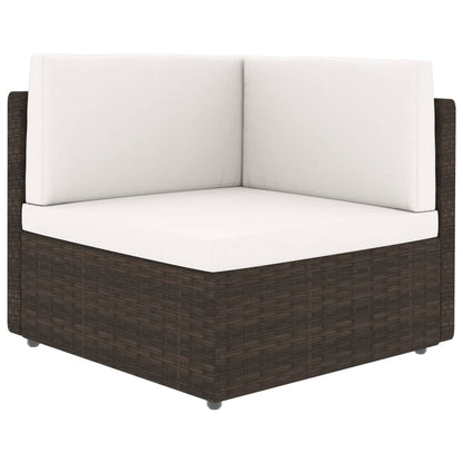 6-tlg. Garten-Lounge-Set mit Kissen Braun Poly Rattan