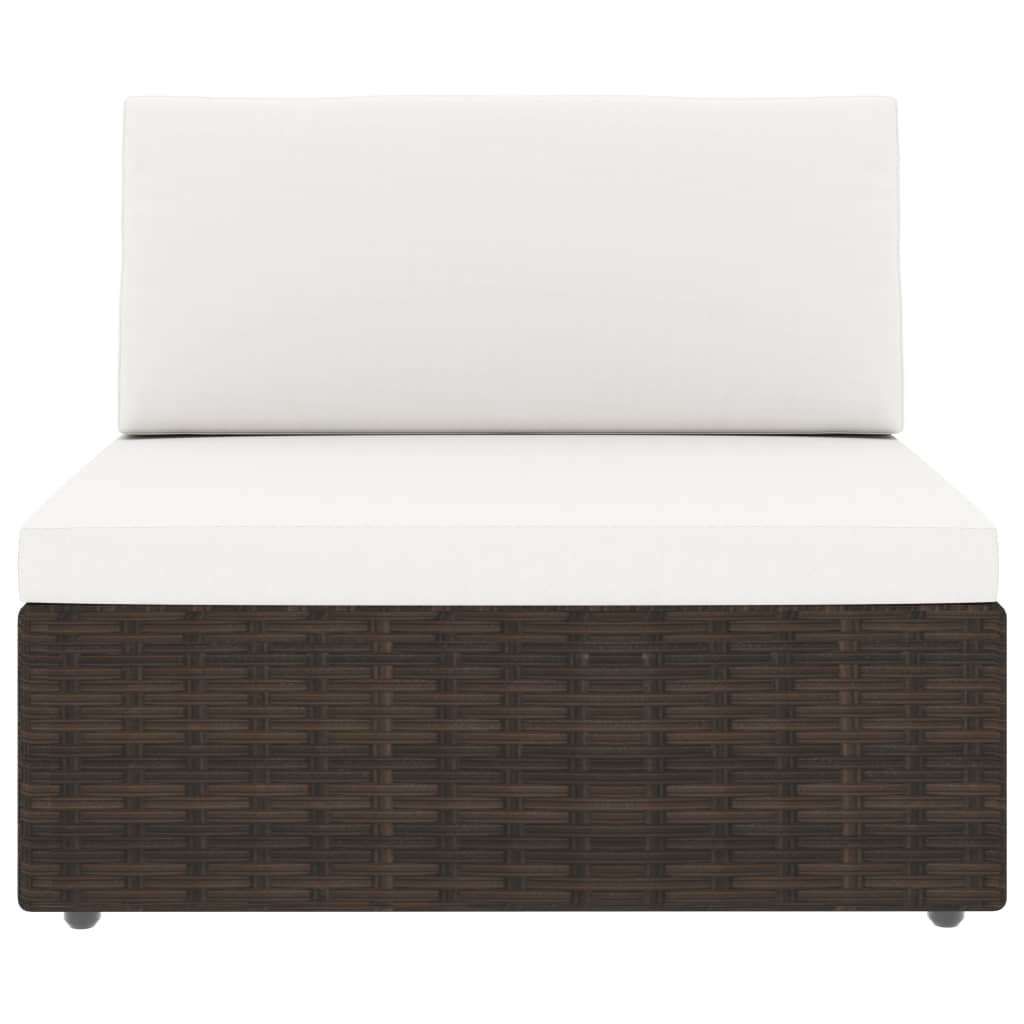 7-tlg. Garten-Lounge-Set mit Kissen Braun Poly Rattan
