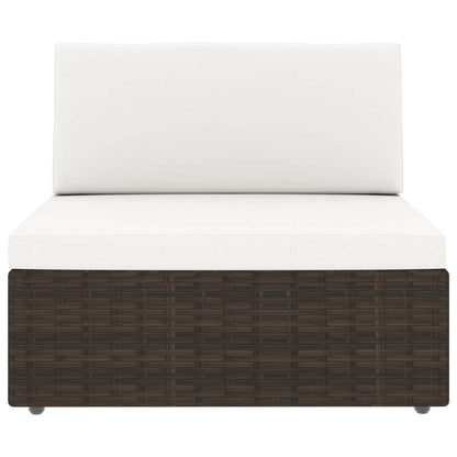 7-tlg. Garten-Lounge-Set mit Kissen Braun Poly Rattan