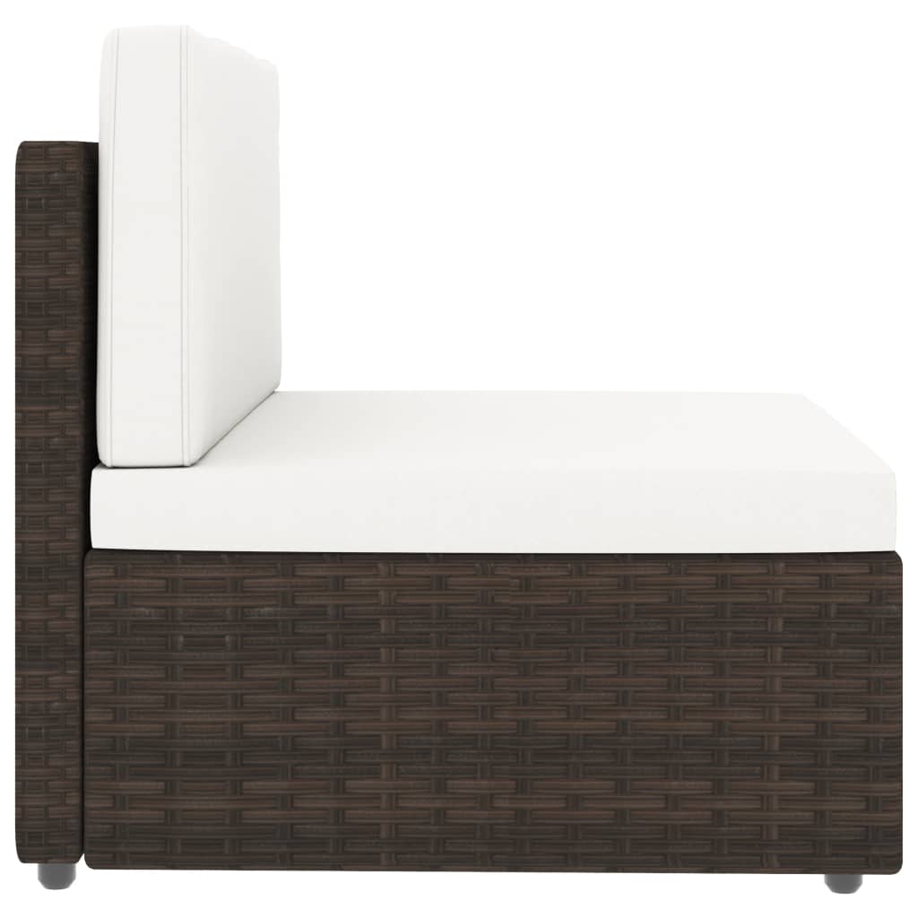 7-tlg. Garten-Lounge-Set mit Kissen Braun Poly Rattan