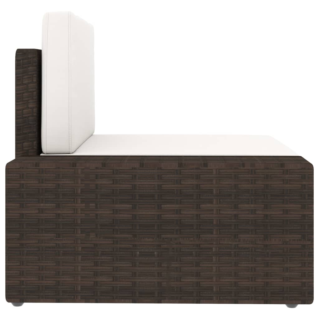 5-tlg. Garten-Lounge-Set mit Kissen Braun Poly Rattan
