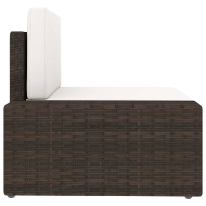 5-tlg. Garten-Lounge-Set mit Kissen Braun Poly Rattan