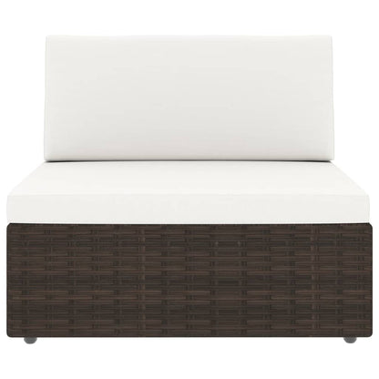 6-tlg. Garten-Lounge-Set mit Kissen Braun Poly Rattan