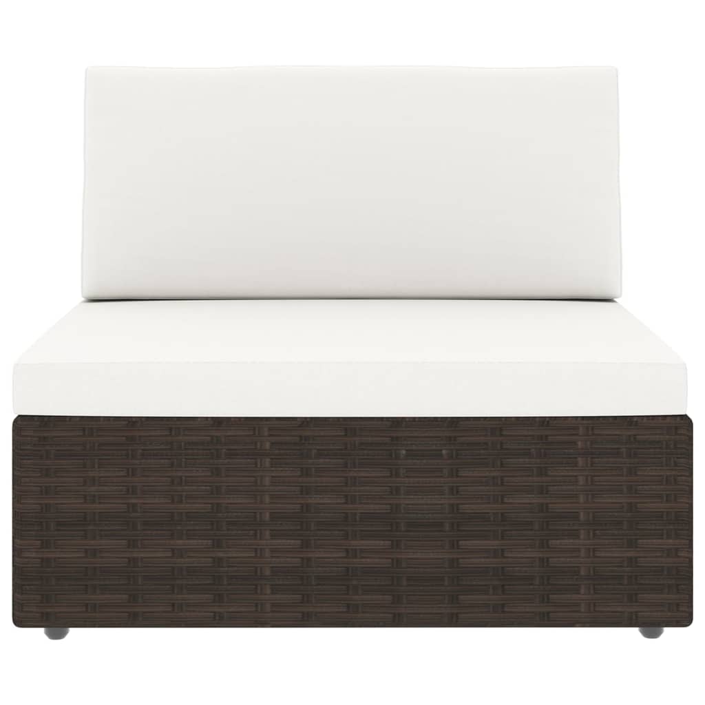 9-tlg. Garten-Lounge-Set mit Kissen Braun Poly Rattan