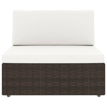 9-tlg. Garten-Lounge-Set mit Kissen Braun Poly Rattan