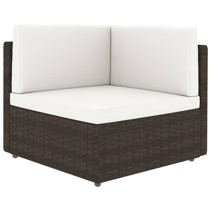 9-tlg. Garten-Lounge-Set mit Kissen Braun Poly Rattan