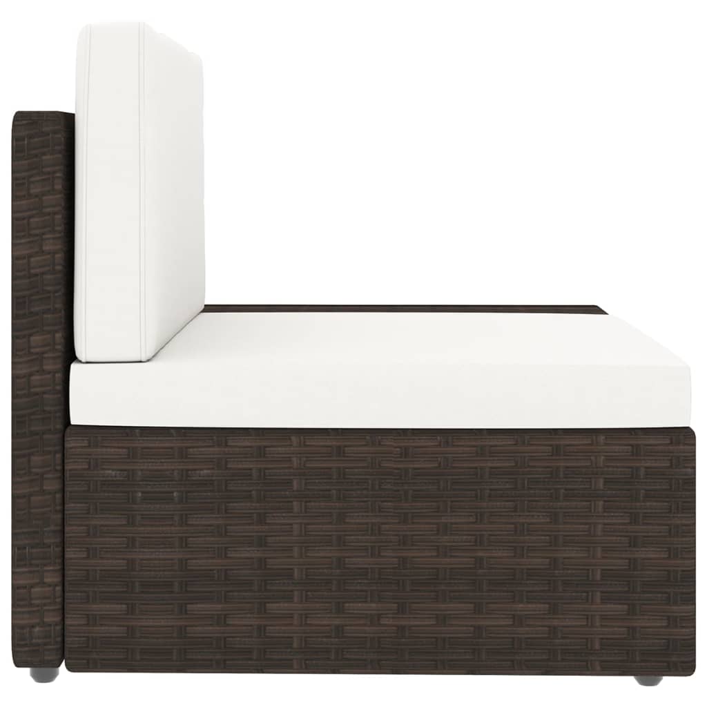 9-tlg. Garten-Lounge-Set mit Kissen Braun Poly Rattan