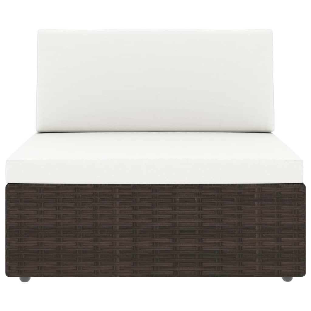 10-tlg. Garten-Lounge-Set mit Kissen Braun Poly Rattan