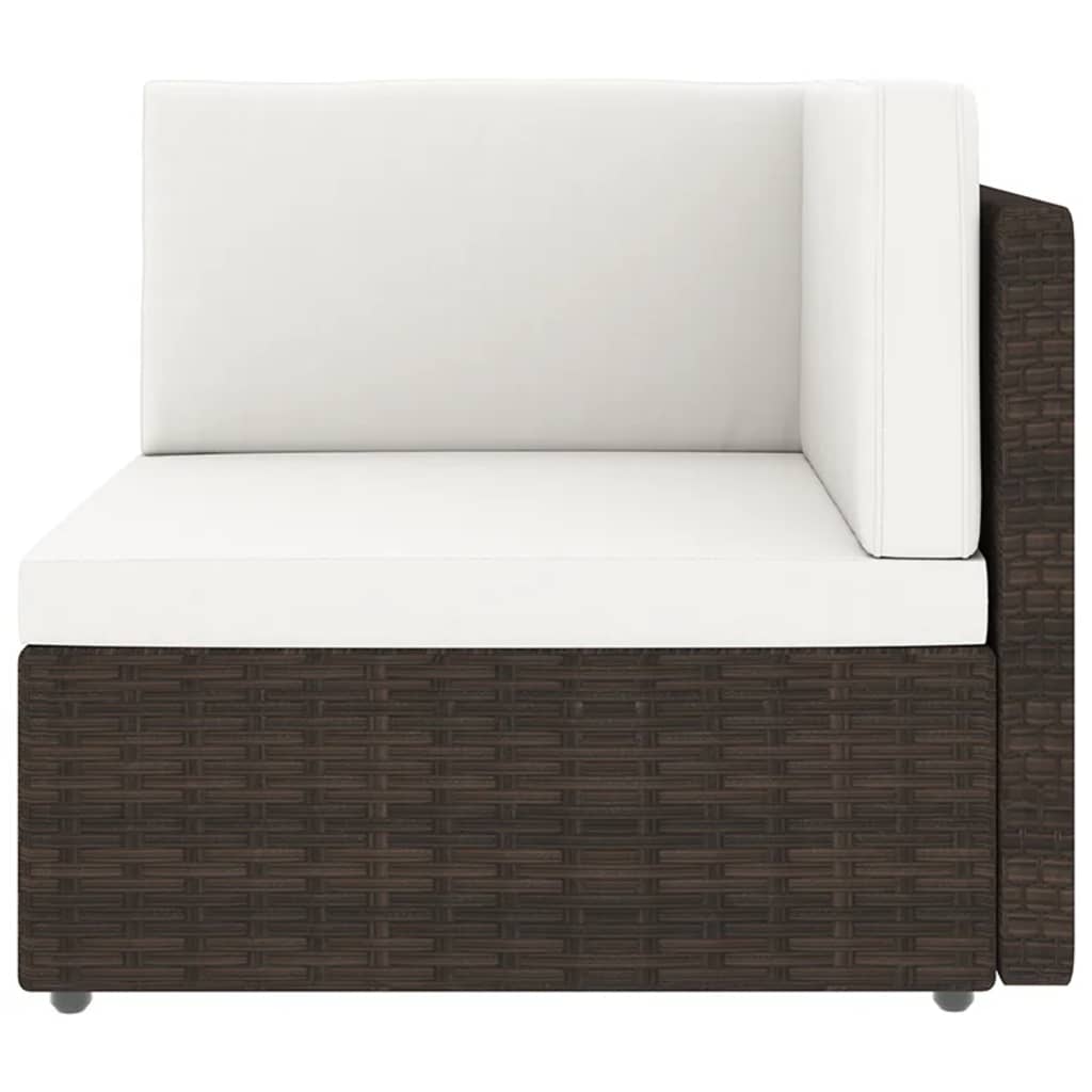 11-tlg. Garten-Lounge-Set mit Kissen Braun Poly Rattan