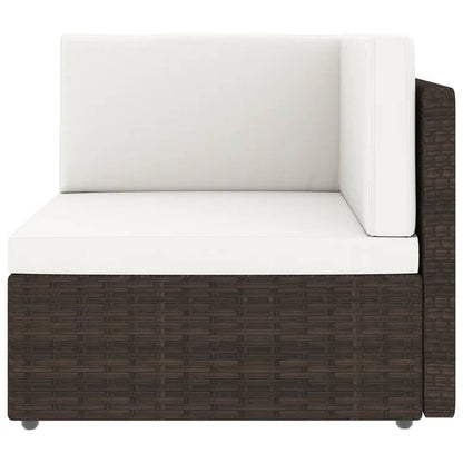 11-tlg. Garten-Lounge-Set mit Kissen Braun Poly Rattan